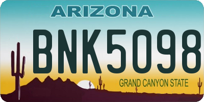 AZ license plate BNK5098