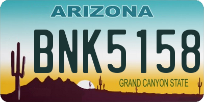 AZ license plate BNK5158