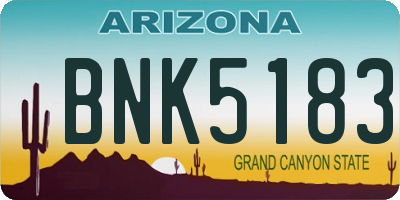 AZ license plate BNK5183
