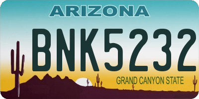 AZ license plate BNK5232