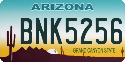 AZ license plate BNK5256