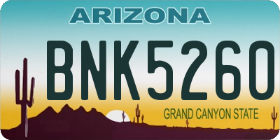 AZ license plate BNK5260