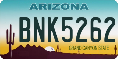 AZ license plate BNK5262