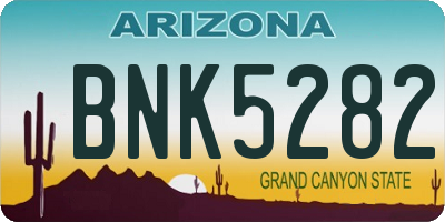 AZ license plate BNK5282