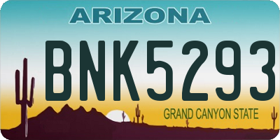 AZ license plate BNK5293