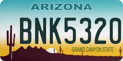 AZ license plate BNK5320