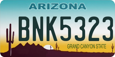 AZ license plate BNK5323