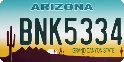 AZ license plate BNK5334