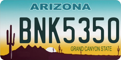 AZ license plate BNK5350