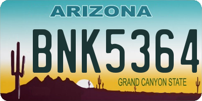 AZ license plate BNK5364