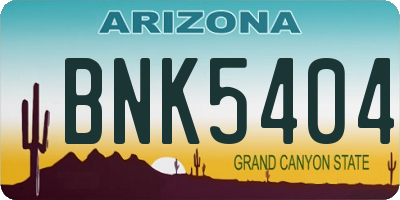AZ license plate BNK5404