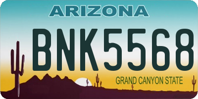 AZ license plate BNK5568