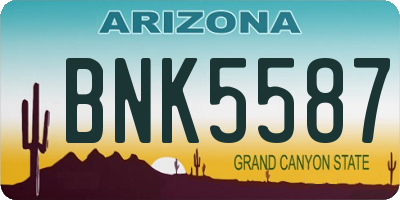 AZ license plate BNK5587