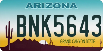AZ license plate BNK5643