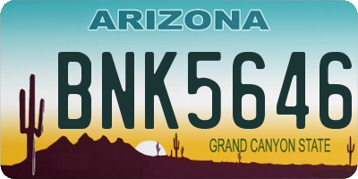 AZ license plate BNK5646
