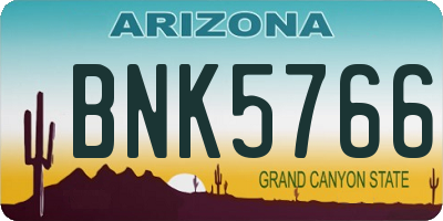 AZ license plate BNK5766