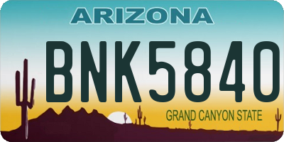 AZ license plate BNK5840
