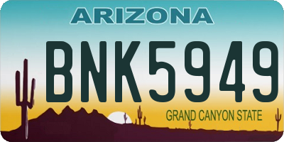 AZ license plate BNK5949