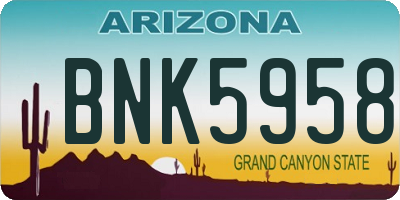 AZ license plate BNK5958