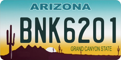 AZ license plate BNK6201
