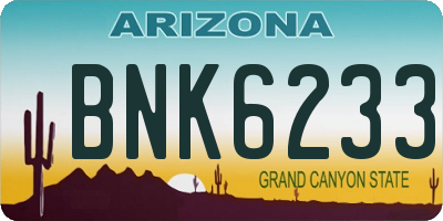 AZ license plate BNK6233