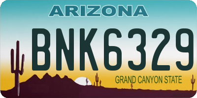 AZ license plate BNK6329