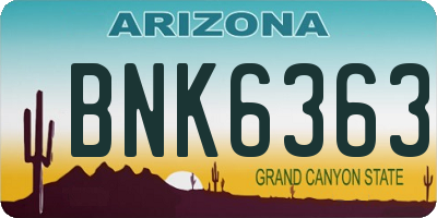 AZ license plate BNK6363