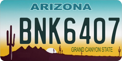 AZ license plate BNK6407