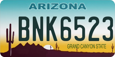 AZ license plate BNK6523