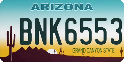 AZ license plate BNK6553