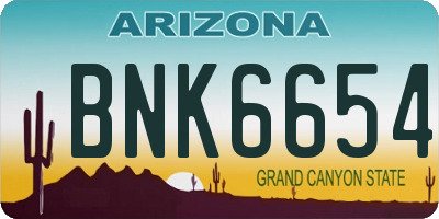 AZ license plate BNK6654
