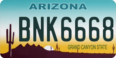 AZ license plate BNK6668