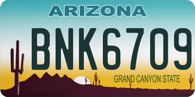 AZ license plate BNK6709