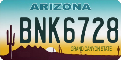 AZ license plate BNK6728