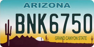 AZ license plate BNK6750