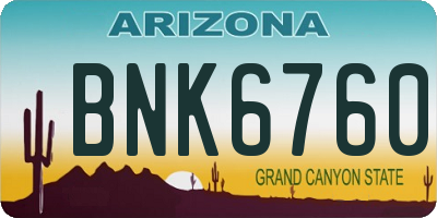 AZ license plate BNK6760