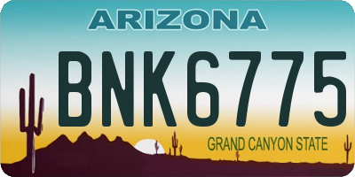 AZ license plate BNK6775