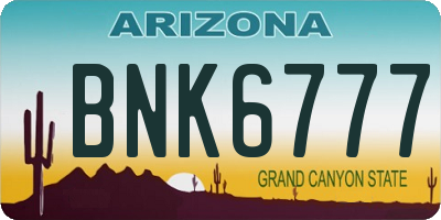 AZ license plate BNK6777