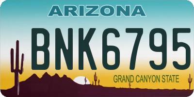 AZ license plate BNK6795