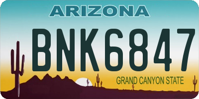 AZ license plate BNK6847