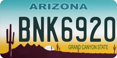 AZ license plate BNK6920