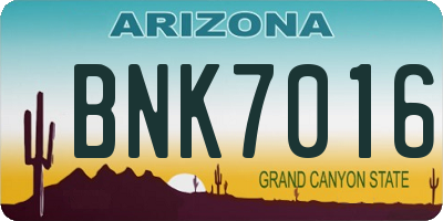 AZ license plate BNK7016