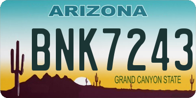 AZ license plate BNK7243
