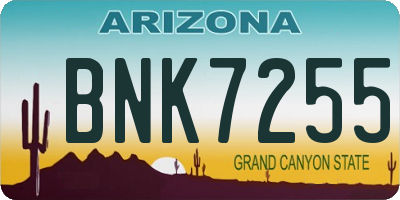 AZ license plate BNK7255