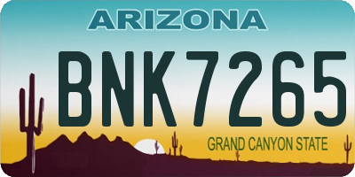 AZ license plate BNK7265