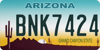 AZ license plate BNK7424