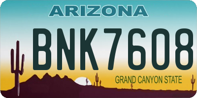 AZ license plate BNK7608