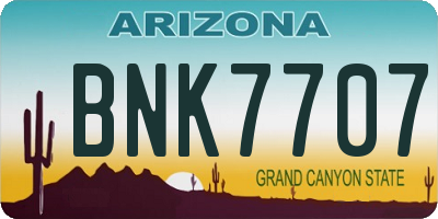 AZ license plate BNK7707