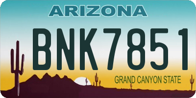 AZ license plate BNK7851