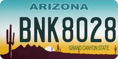 AZ license plate BNK8028